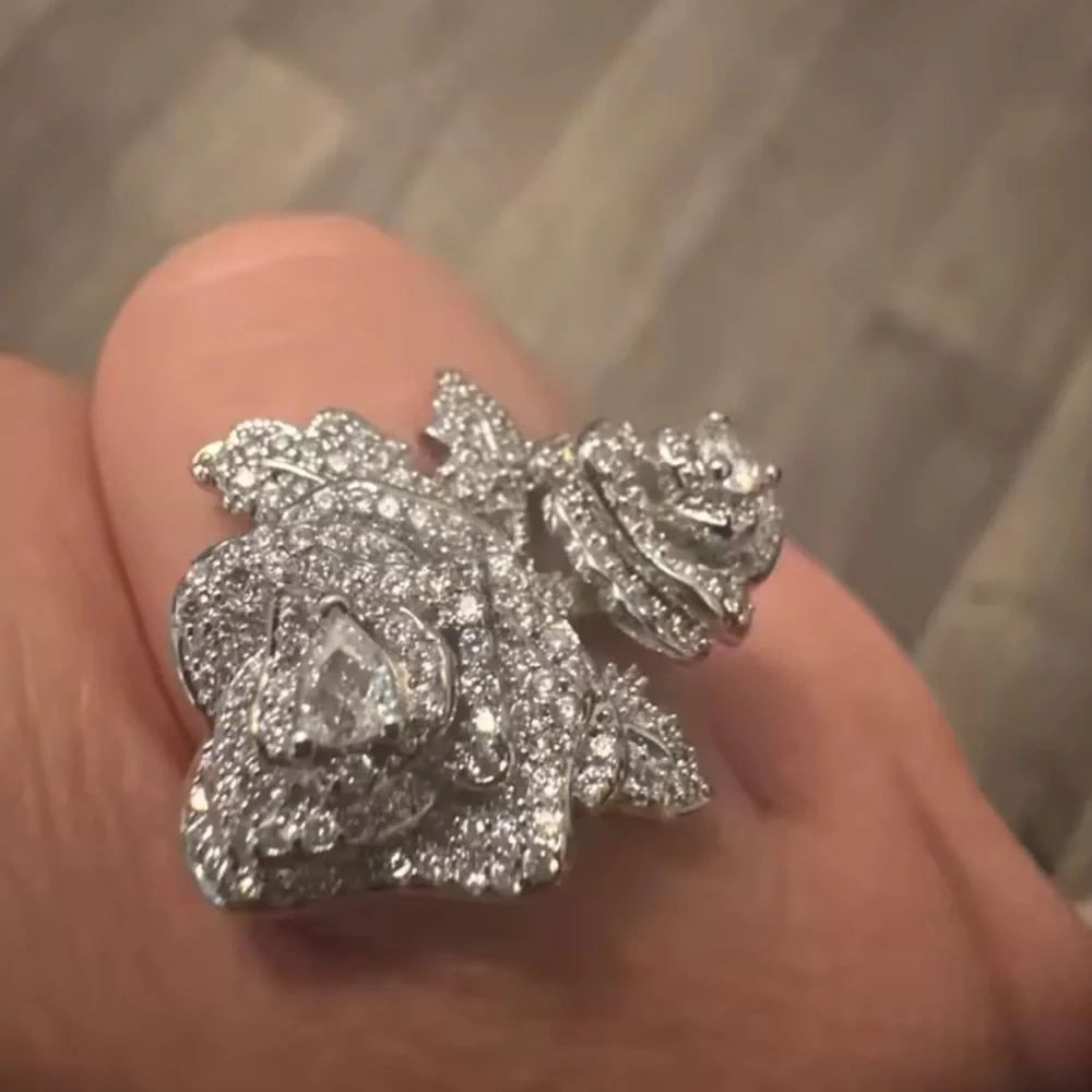 Anthropologie Silver Rose Ring